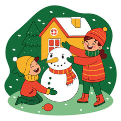 children playing in the snow