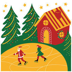 children playing with christmas tree