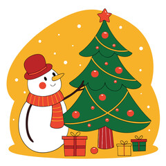 christmas card with snowman