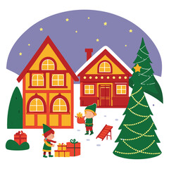 Fototapeta premium house with christmas tree