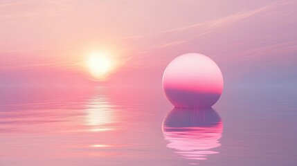 Pink Egg Floating on Calm Water at Sunset
