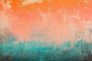 Fototapeta premium Orange, Teal, Green, Pink Abstract Grainy Gradient Background: A creative abstract gradient background blending orange, teal, green, and pink hues in a grainy texture.