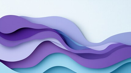 Abstract Wavy Layers of Purple and Blue Hues