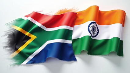 India vs south africa two flags textile cloth together, cricket