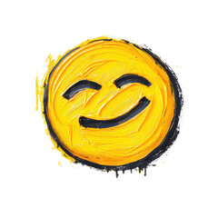 Happy emoji with oil brush detail in pastel colors, cartoon style  with clipping path