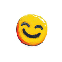 Happy emoji with smiling face, oil brush detail, and pastel colors  with clipping path