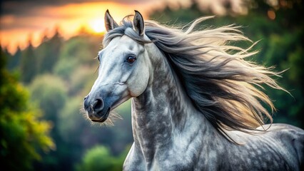 Obraz premium Majestic Grey Horse Portrait - High Depth of Field Stock Photo