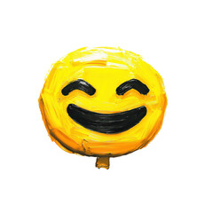 Happy emoji with smiling face in oil brush detail, cartoon style  with clipping path