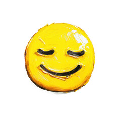 Happy emoji with smiling face, oil brush detail, and pastel colors  with clipping path