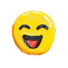 Happy emoji face with joyful expression, painted in bright colors  with clipping path