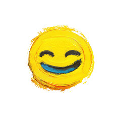 Smiling face with halo in oil brush detail, pastel colors, cartoon style  with clipping path