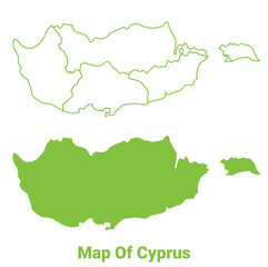Green Cyprus map outline and flat vector illustration