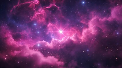 Vibrant Pink and Purple Nebula in Deep Space