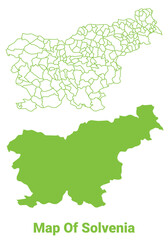 Obraz premium Green Slovenia map outline and flat vector illustration