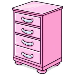 Pink Chest of Drawers Four Drawers Cartoon Style Kids Furniture Bedroom Storage