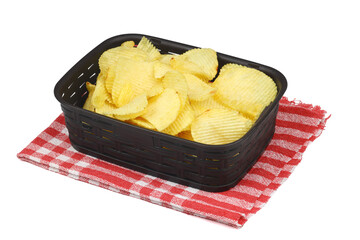 potato chip isolated on white background close up