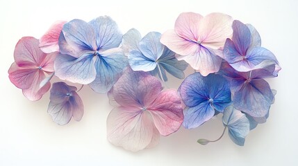 Obraz premium Beautiful pastel hydrangea flowers arranged elegantly on a soft background.