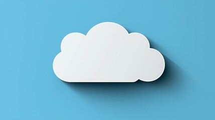 Abstract White Cloud Icon on Light Blue Background Digital Cloud Computing Concept Minimalist Design