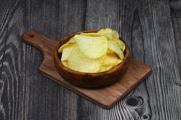 potato chip isolated on white background close up