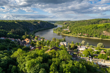 Obraz premium Aerial view of Prague Suchdol-Sedlec in May 2022