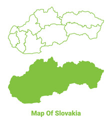 Green Slovakia map outline and flat vector illustration