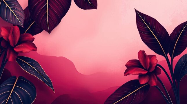 Vibrant florals with deep red petals set against a soft pink backdrop create an enchanting visual experience