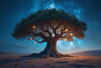 A massive tree, its trunk as wide as a canyon and reaching into the heavens.