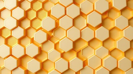 Honeycomb pattern showcasing intricate hexagonal shapes in golden hues creating a warm and inviting atmosphere of nature's design
