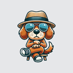 dog vector sitting wearing cool outfit