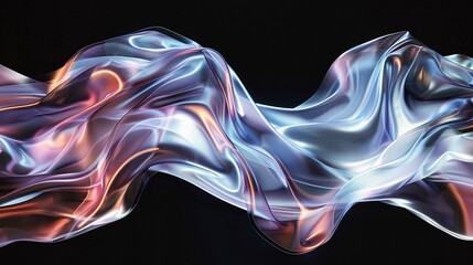 An abstract wave of flowing metallic ribbons illuminated by soft gradient lighting