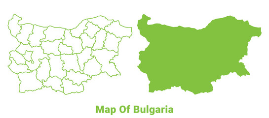 Green Bulgaria map outline and flat vector illustration