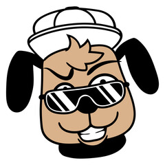 DJ Dog Sunglasses Teenager Cap Cappy Cool Guy Bad Design Lover Art Vector Illustration Card T-Shirt Poster Sticker Graphic Print Decorative Drawing Isolated Logo Decoration Symbol Creative Cool Style
