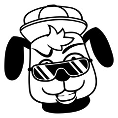 DJ Dog Sunglasses Teenager Cap Cappy Cool Guy Bad Design Lover Art Vector Illustration Card T-Shirt Poster Sticker Graphic Print Decorative Drawing Isolated Logo Decoration Symbol Creative Cool Style
