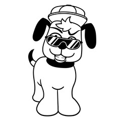 DJ Dog Sunglasses Teenager Cap Cappy Cool Guy Bad Design Lover Art Vector Illustration Card T-Shirt Poster Sticker Graphic Print Decorative Drawing Isolated Logo Decoration Symbol Creative Cool Style
