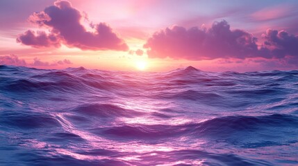 Fototapeta premium Vibrant sunset over calm ocean waves.