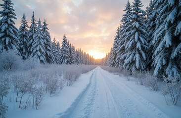 Fototapeta premium Winter's Tranquil Pathway