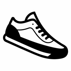 Skate shoes with black outline on white background