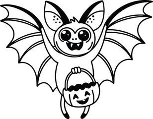 Cartoon bat with a big smile on its face vector, Cartoon bat silhouette vector, Cartoon bat line art
