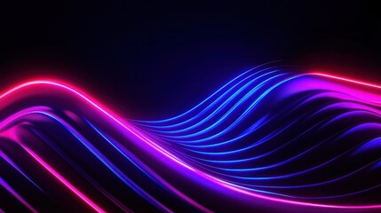 Naklejka premium Vibrant Colorful Wave Patterns in Neon Blue and Pink Light on Dark Background for Abstract Art and Design Projects, Creating Dynamic Visual Effects