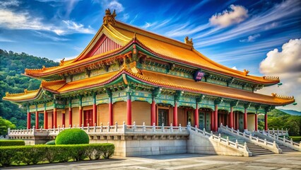 Obraz premium Majestic Taipei National Palace Museum: Architectural Detail & Copy Space