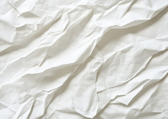 Obraz premium High-resolution crumpled paper texture on a white background, ideal for product presentation, hyper-realistic detailing with intricate folds and subtle shading for a clean, professional look
