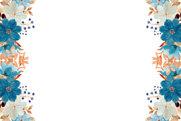 Watercolor flower frame for design template.