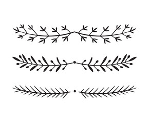 Black decoration divider elements. Lines separators, Borders, Vintage dividers, leaf Underline elements. Ornament flowers stencil sublimation vector illustration EPS 10