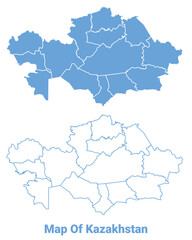 Vietnam Blue map flat regions border outline vector illustration