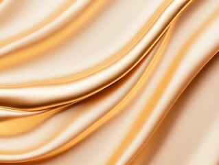 A close-up of luxurious, flowing fabric in soft golden hues, showcasing smooth textures and gentle...