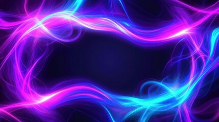 Naklejka premium Vibrant Swirls of Neon Light Creating a Stunning Abstract Background for Digital Art, Posters, and Creative Projects with a Dark Backdrop