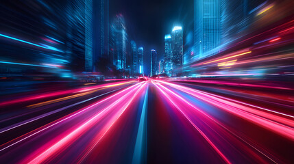 Abstract image of night traffic light trails in the city
