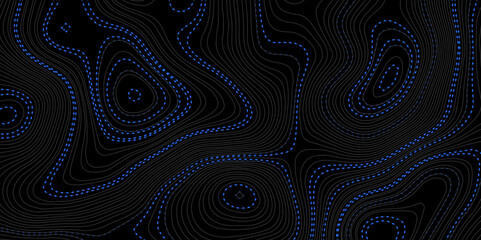 Obraz premium Abstract colorful blue topographic wavy curve line background. Topography map pattern, Geographic blue curved relief. Topographic lines background. Vector illustration.