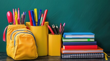 Fototapeta premium A Neatly Organized Back to School Desk with Supplies