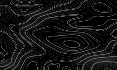 Black and white wavy paper curve relief abstract topographic map background. Geographic mountain relief. Topographic map lines, contour background. Abstract wave lines background.